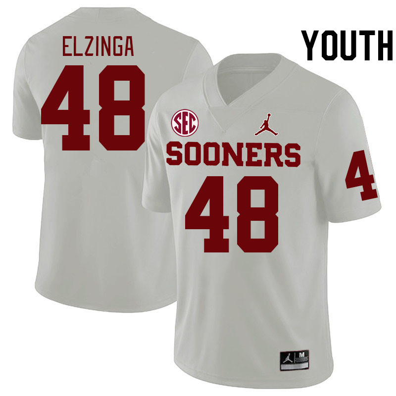 Youth #48 Luke Elzinga Oklahoma Sooners 2024 SEC Conference College Football Jerseys-White